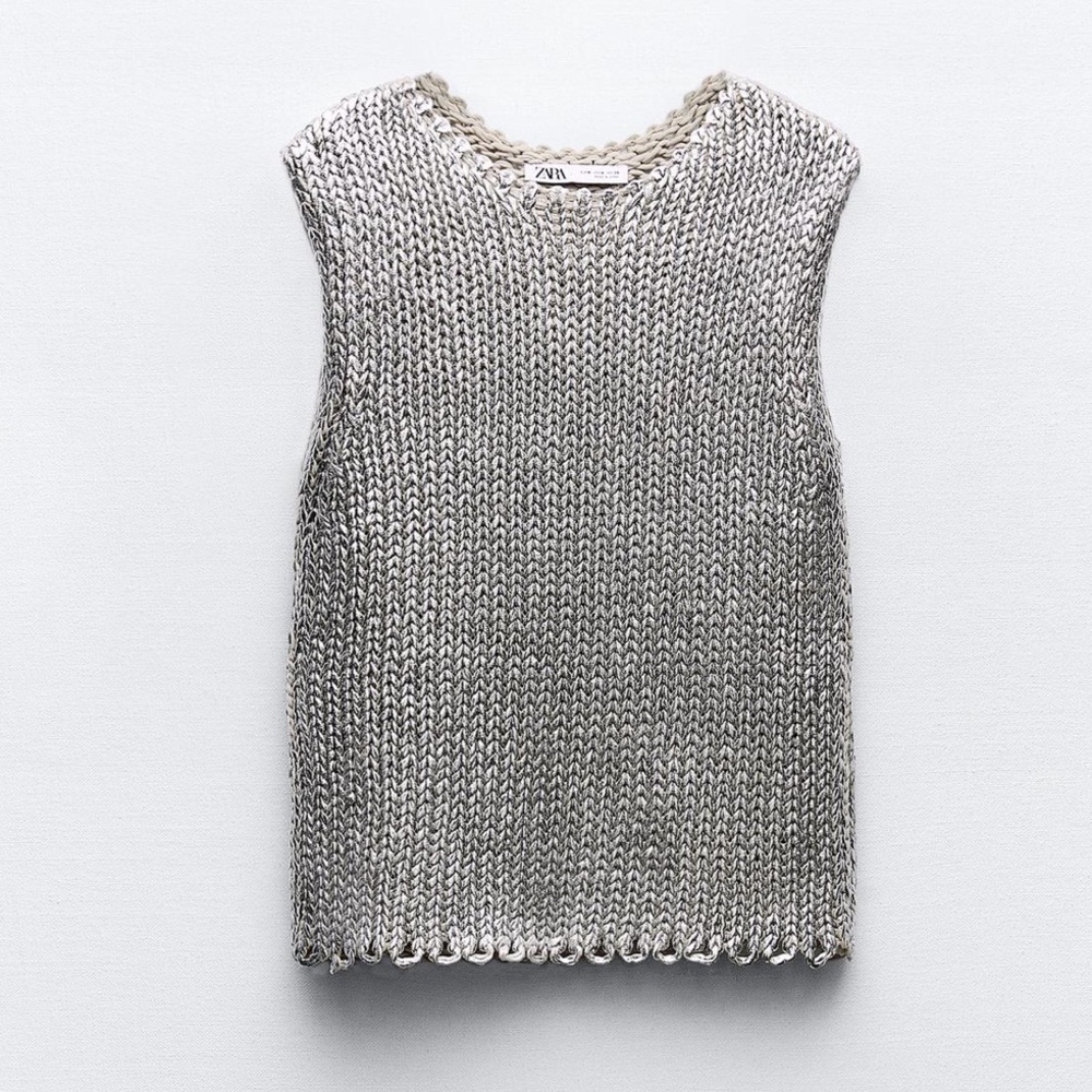 Zara Metallic Knit Vest
